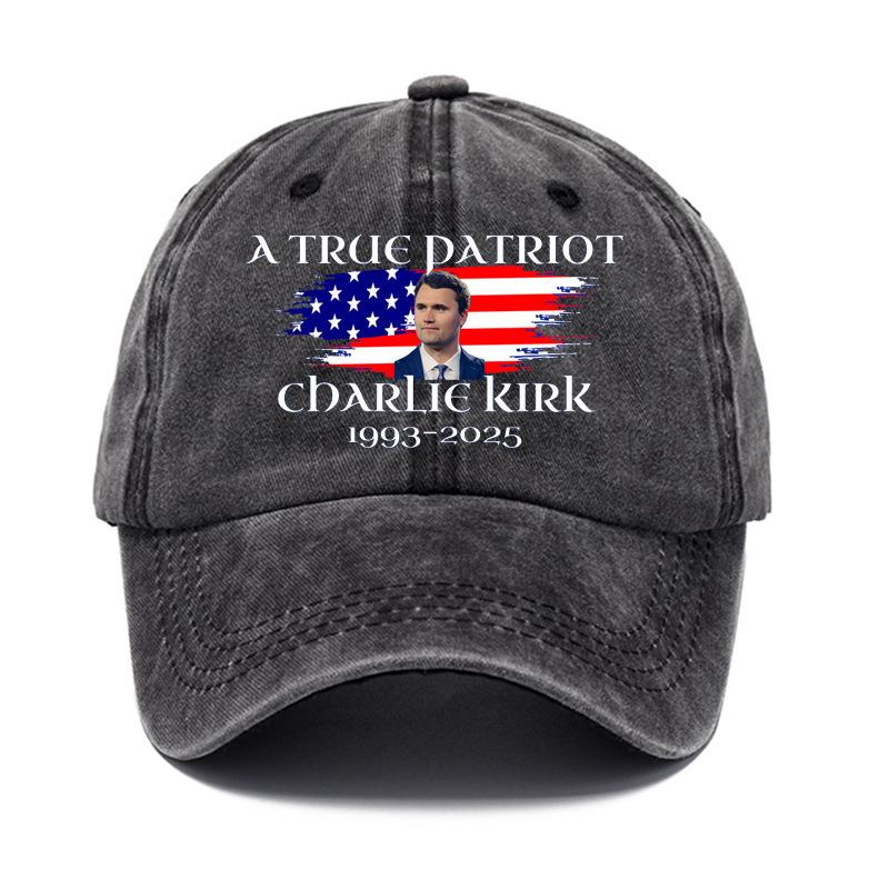 ZHero Charlie Kirkt Washed Cotton Hat Men's Printed Vintage Old Soft Top Baseball Cap