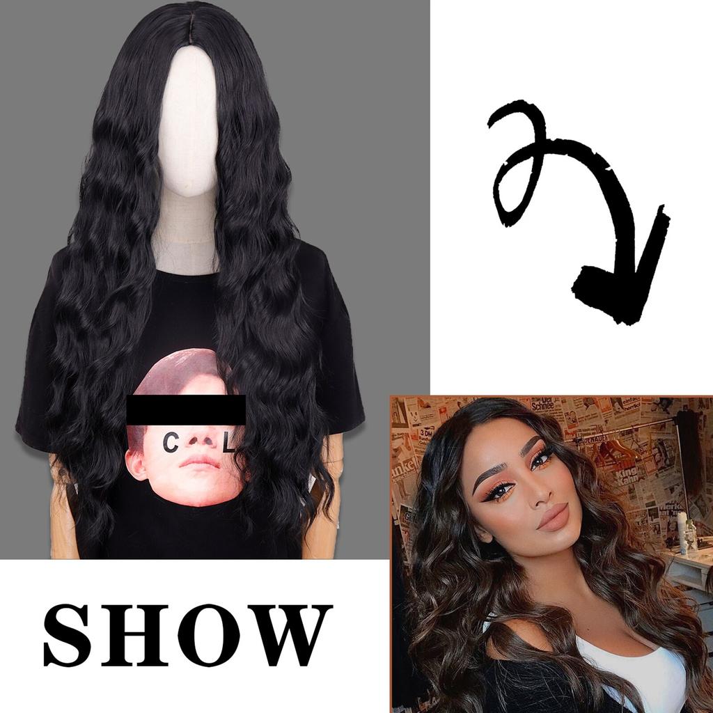 MISSQUEEN Syntetická paruka s dlouhou vodní vlnou Středně oranžová paruka z tepelně odolných vláken vhodná pro ženy na každodenní nošení