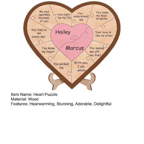Powody, dla których Cię kocham Spersonalizowane Puzzle w kształcie serca Indywidualne prezenty walentynkowe Drewniana tabliczka w kształcie serca z romantycznymi wiadomościami dla niej lub dla niego