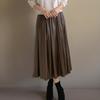 New Arrivals Open Run Women Unique Leather Stitch Banding Flared Long Skirt