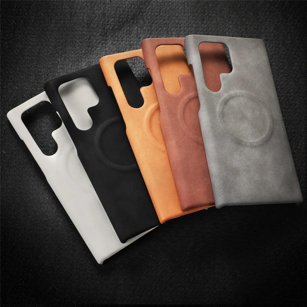 Smooth-touch Sheep Skin Leather Anti-drop Phone Case For Samsung S26 Ultra S25 S24 S23 Plus Wireless Charging Protect Back Cover