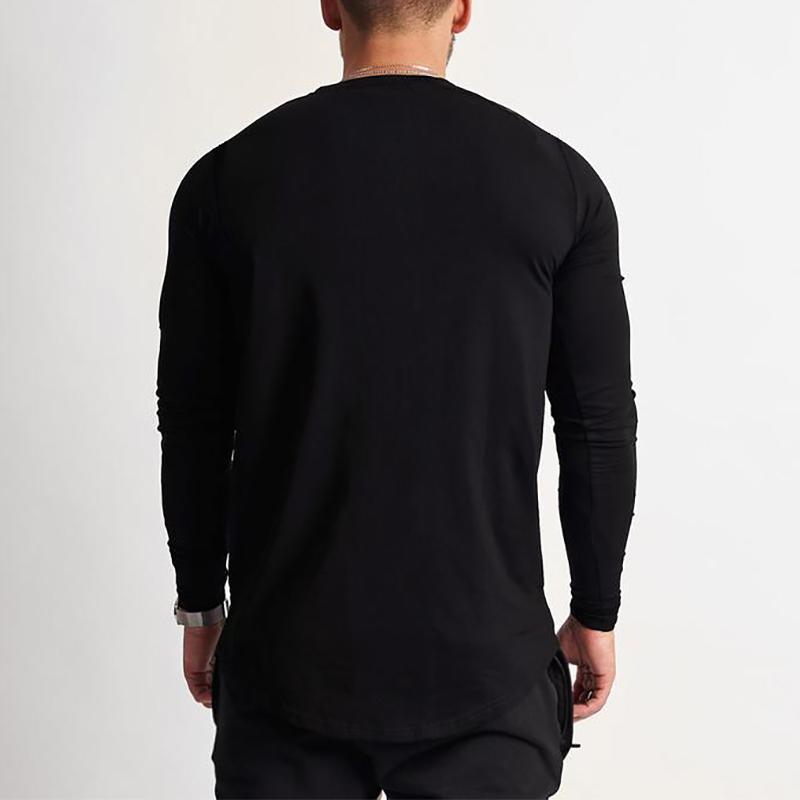 Muscleguys Spring and Autumn Men's Bottoming Shirt Thin Fitness Slim Fitting Long Sleeve Tops