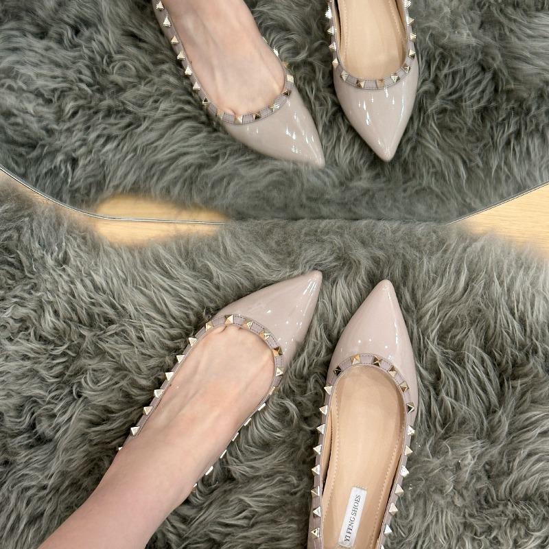 Single Shoe Women's Spring-autumn New Style Pointed-toe Versatile Low-heeled Shoes