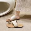 Korean fashion metal buckle cover toe slippers women's summer wear New Year's new flat-bottomed comfortable one-word with cool slippers