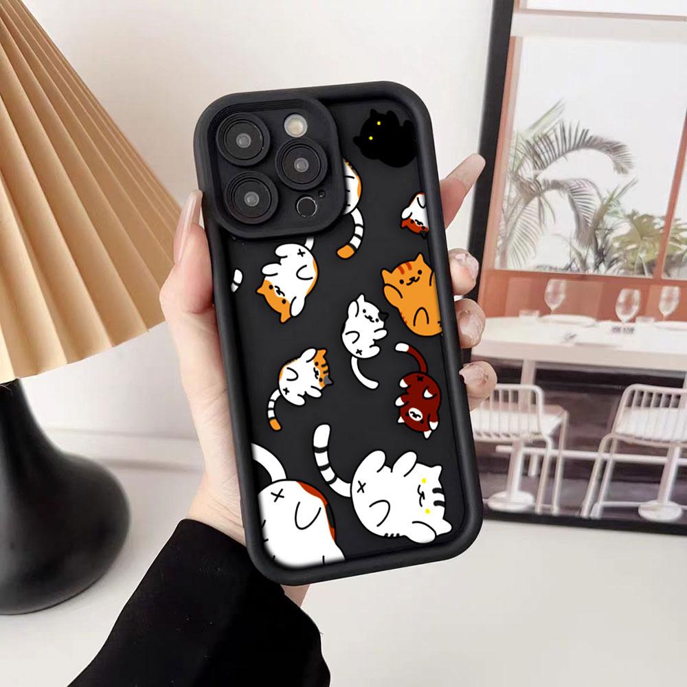 Cute Cat Charming Phone Case For iPhone Apple 17 AIR 16 16E 11 12 13 14 15 XR Plus Pro Max DIY Case TPU Shockproof Cover Capa