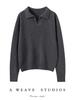 Elegant Cashmere Slim-Fit Sweater - Women's Autumn & Winter Knitwear with Small Lapel.