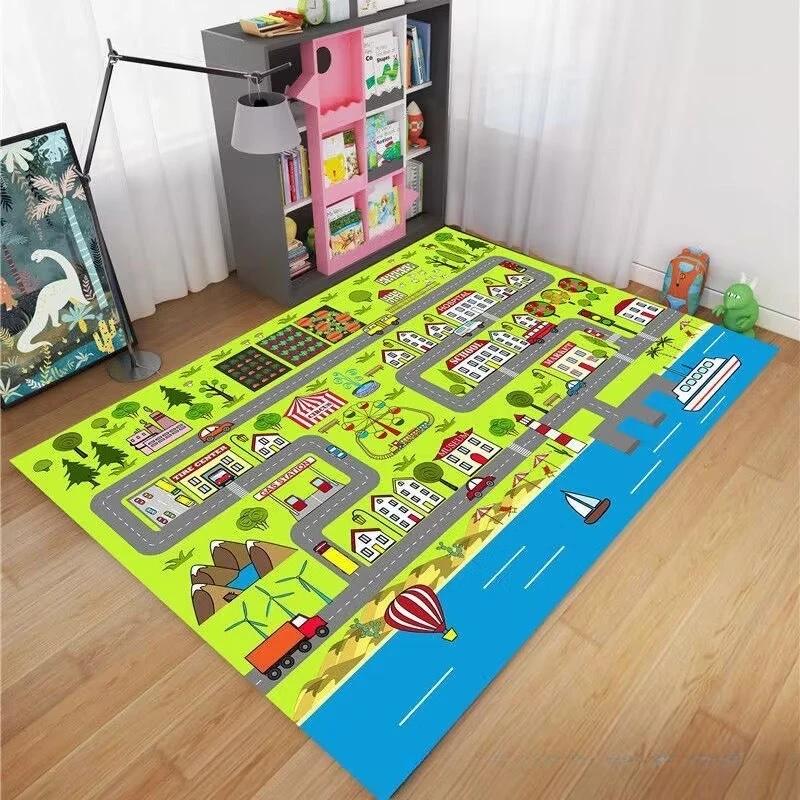 Cartoon Carpet Kindergarten Early Childhood Education Children's Room Traffic Car Park Track Play House Game Mats Area Rug