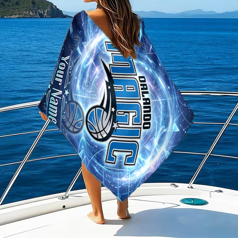 Custom Name Beach Towel Basketball Orlando Logo Beach Towel, Soft Microfiber, Gift for Her/Him, Birthday, for Pool, Beach, Travel, Fan Gifts
