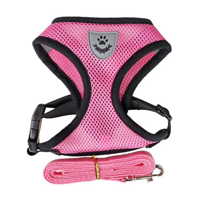 Breathable Mesh Pet Harness Leash Set with Reflective Straps for Chihuahua York Bulldog Adjustable Dog Chest Strap Walking Leash