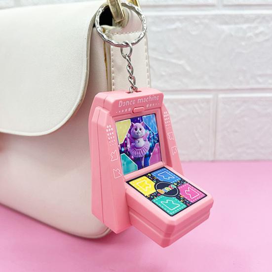 Mini Arcade Dance Machine Keychain with Music Reaction Training Handheld Game Console Kids Adults Battery Operated Dance Game Machine Keyring Toy