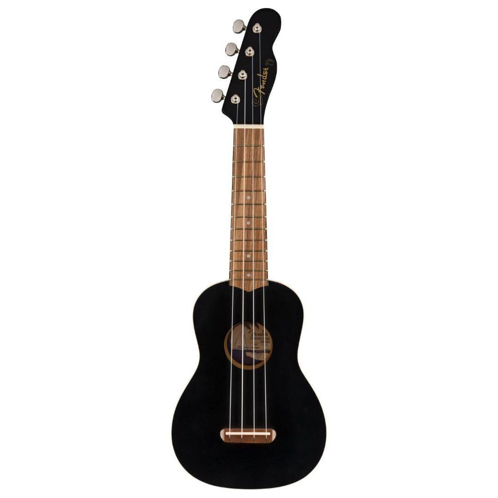 Fender Ukulele Venice Soprano Nuc Negru Husă moale inclusă Uke, Fingerboard,