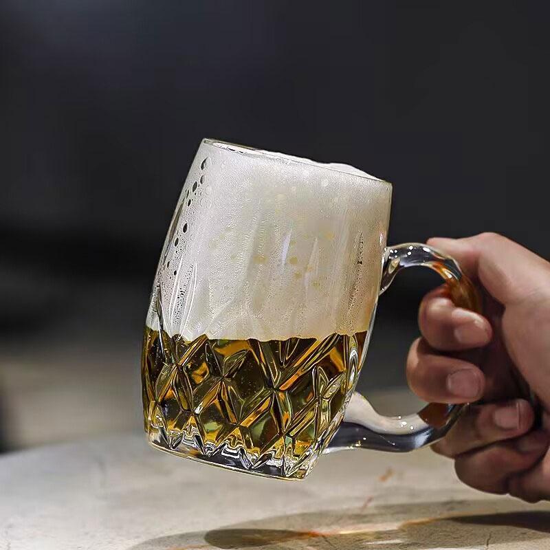 Large Capacity Glasses High-end Luxurious Thickened Craft Beer Mug with A High Appearance Level Handle for Draft Beer Glass Cups