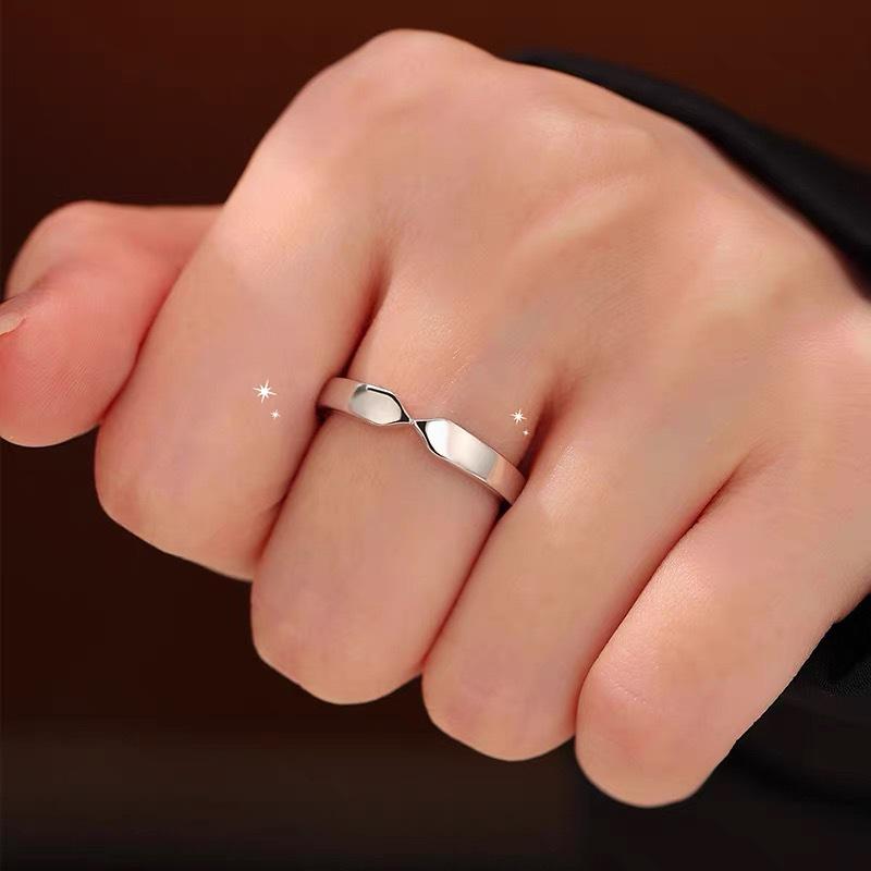 S925 Sterling Silver Mobius Couple Ring - Men s Trendy Wedding Gift Adjustable