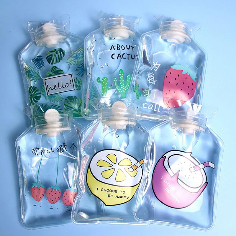 Portable Safe Hot Water Bag Cute Girl Heart Relaxing Transparent Warm Water Bottle Household Mini PVC Material Hand Warmer 1pc