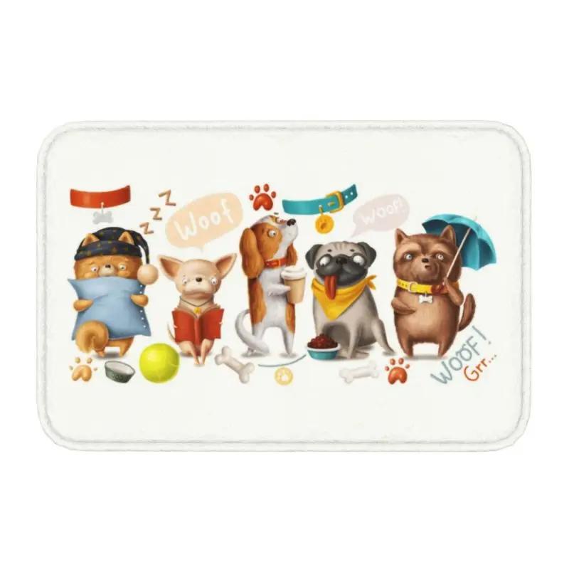 Pomeranian Dog With Summer Leaf Doormat Non-Slip Kitchen Bathroom Mat Garden Garage Floor Door Entrance Carpet Rug