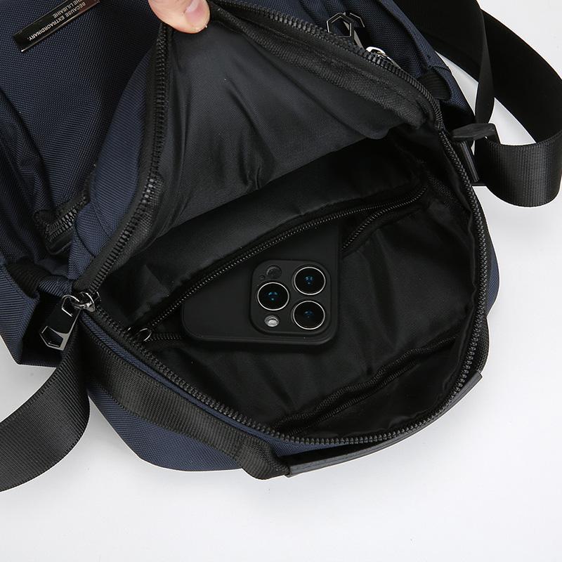 Men Multi-layer Shoulder Bag Fashionable Casual Lightweight Nylon Crossbody Bag for Daily Outing Commuting Small Handbag