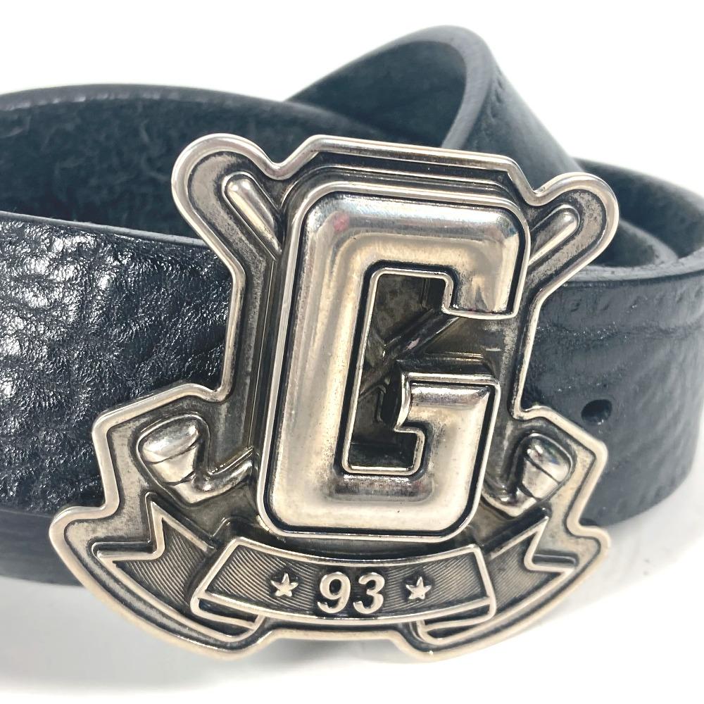 GUCCI 223896 G logo buckle  belt Leather Black/Silver