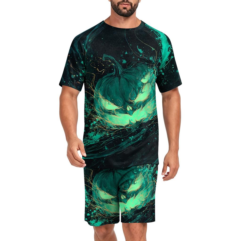 Men's Halloween Pajama Set with Fun Print, Relaxed Fit Sleepwear for Holiday