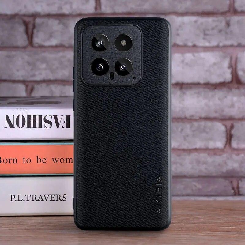 Capa para xiaomi 14 13t 12t pro 13 ultra coque capa de telefone de couro têxtil de luxo funda para xiaomi 14 pro capa