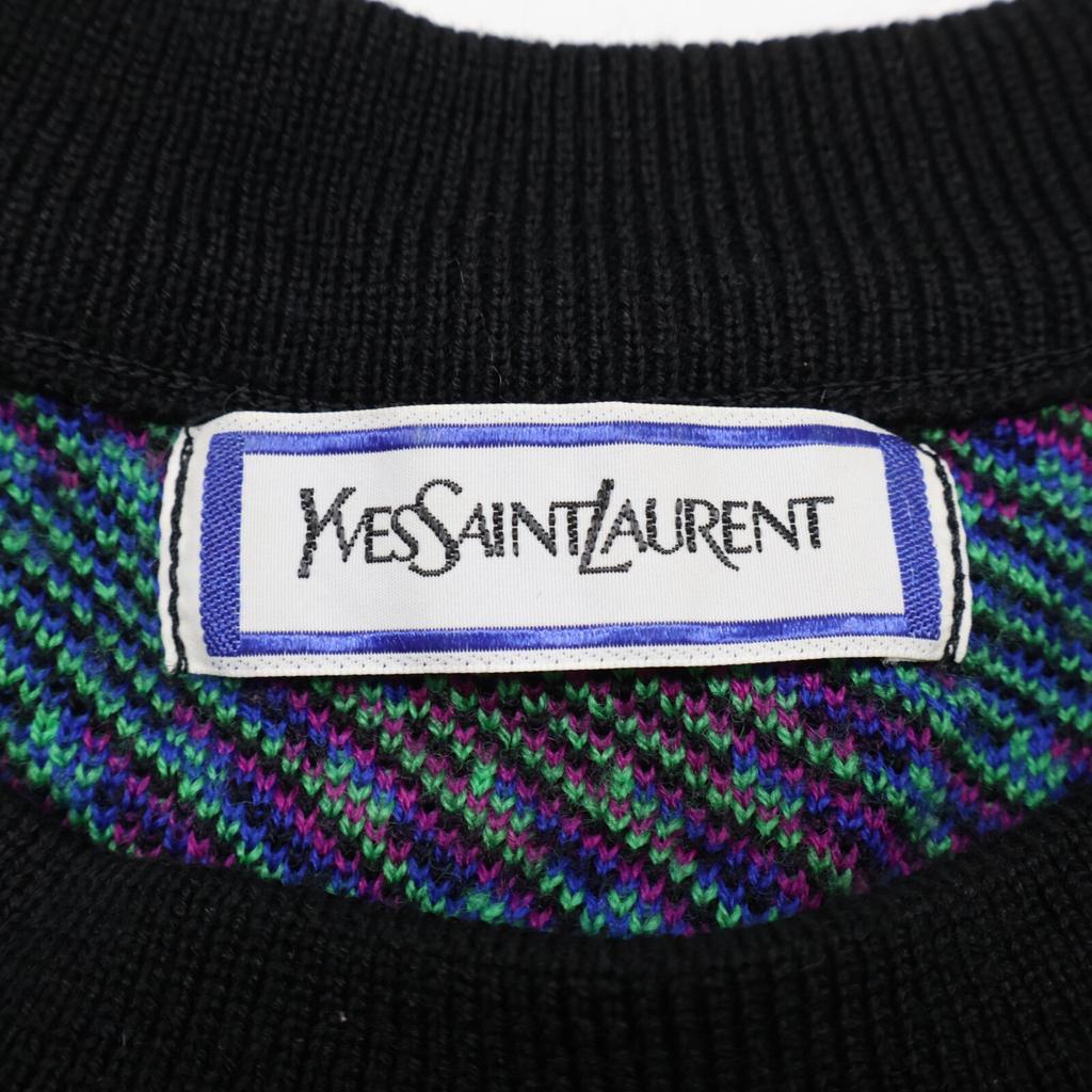 Yves Saint-Laurent Check Knit Dress M Black X Purple X BlueUsed