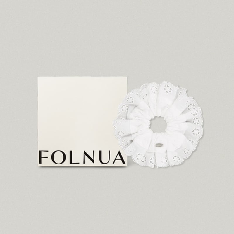 FOLNUA FLORAL LACE HAIR SCRUNCHIE [WHITE]