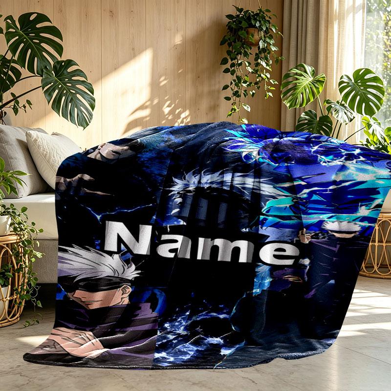 Couverture Imprimée Personnalisée au Nom Jujutsu Kaisen, Décoration Intérieure, Chambre à Coucher, Canapé, Camping, Canapé, Cadeaux pour Anniversaire Noël