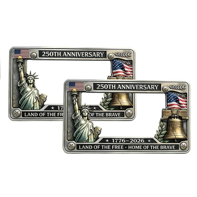 2PCS 250th Anniversary License Plate Holder Easy To Install Sturdy Car License Plate Frame for Patriots and Commemorative Days