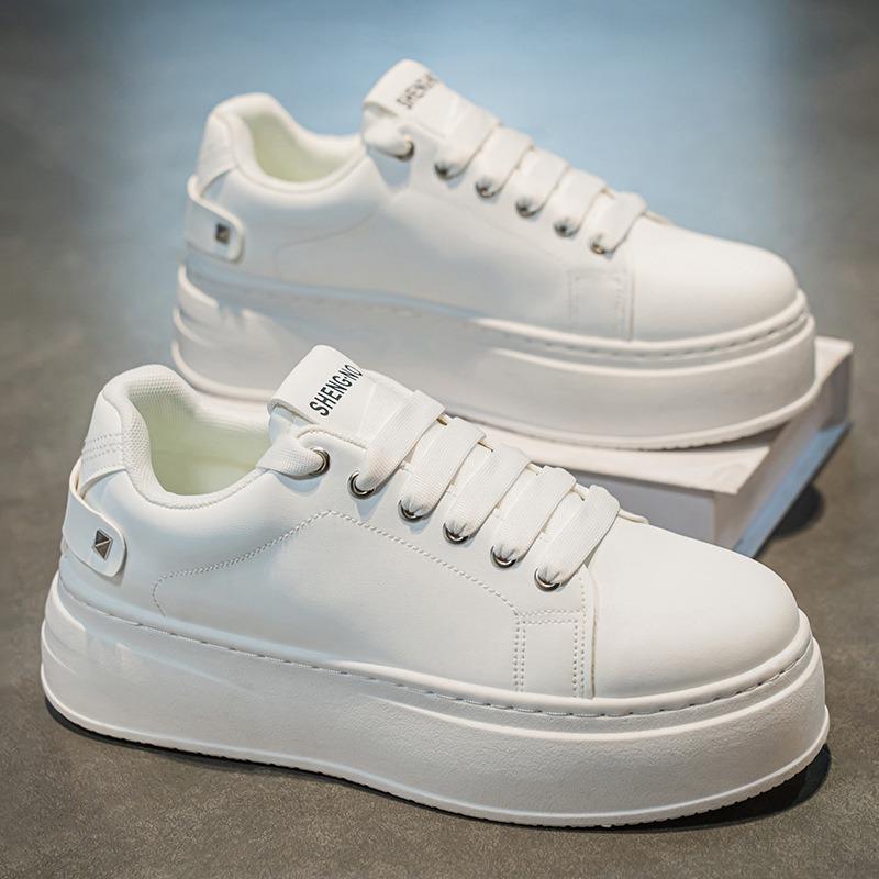 

Spring men s shoes new breathable little white shoes men s trend versatile thick-soled heightening sports shoes casual board shoes trendy shoes 44