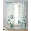 Rustic Vintage Tulip Flower Bird Sheer Curtains for Living Room Decoration Window Curtain Kitchen Tulle Voile Organza Drapes