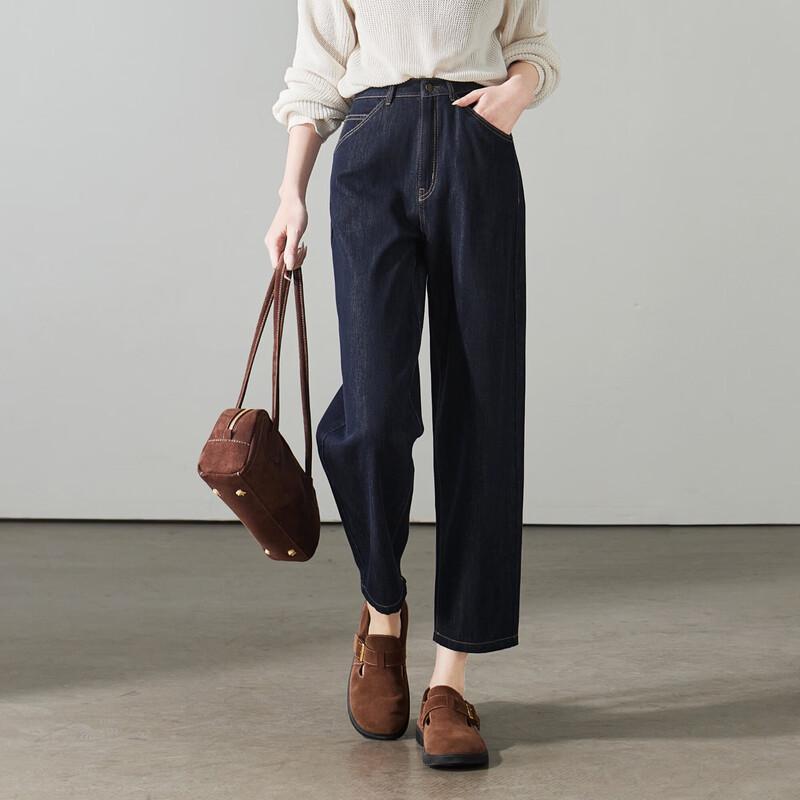 SOFSIL 2026 Spring High-Waist Harem Denim Cropped Jeans 29