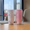 780ml Large Straw Tumbler Cute Kawaii Macaron Bubbles Cups with Straws Double Wall Plastic Water Bottle Drinkware for Girl Women