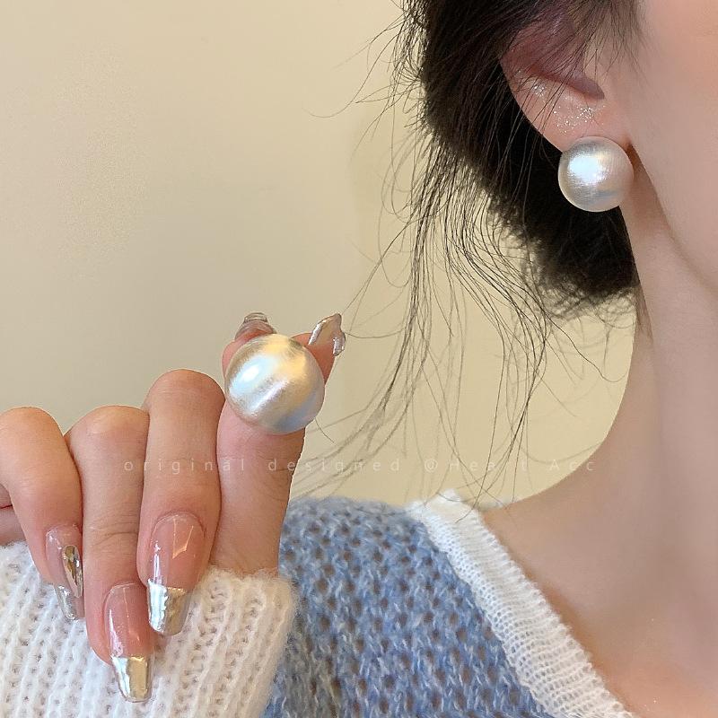 Silver Needle Pearl Zircon Earrings Women's High-end Sense Niche Temperament Cold Wind Mori Earrings Ear Jewelry