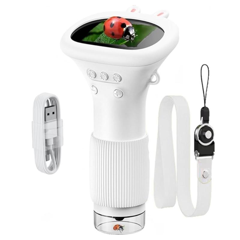 1000X Children Educational Microscope with LED Light USB Rechargeable Power and Built In Camera Video Function Portable