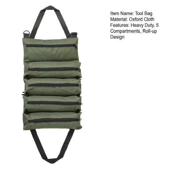 Roll-up Tool Storage Bag Heavy Duty Oxford Cloth Waterproof Foldable Portable Electrician Car Hardware Tool Organizer Storage Pouch