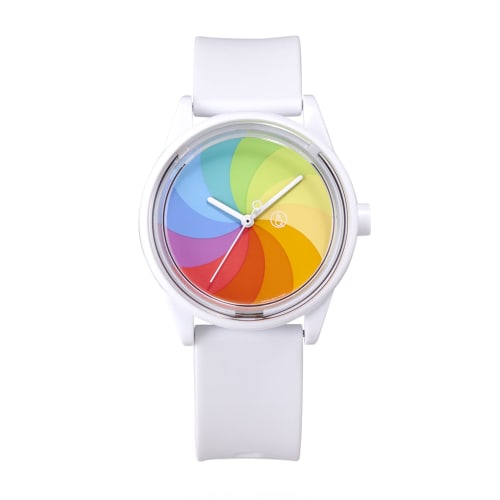 

Citizen Q&Q Smile Solar Watch, GROOVISIONS GRV3013, Waterproof, Urethane Strap, White, RP26J811