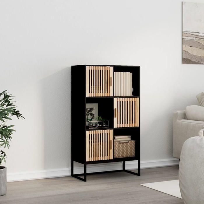 VidaXL Buffet haut noir 70x35x125 cm bois d'ingénierie, buffet, meuble de rangement, placard, armoire, meuble de salon, 352137
