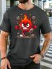 Mad Fire Cartoon Mascot Print Unisexs Soft Cotton Crew Neck Short Sleeve Tee Loose Casual Summer Outdoor Daily Street Wear For Unisex