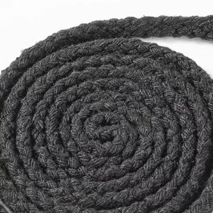 8mm Black Braided Cotton Drawstring Cord for DIY Tote Bags