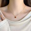 Minimalist French-style heart-shaped titanium steel necklace, non-fading, women's summer niche design, high-end trendy clavicle chain accessory