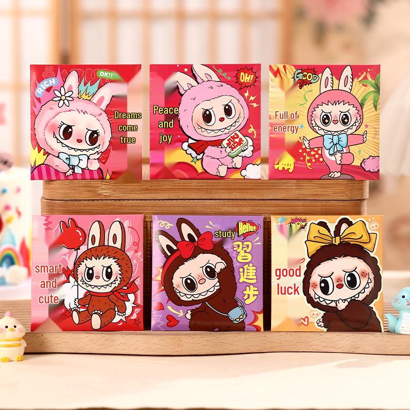 Labubu 2026 Ano do Cavalo Envelope Vermelho de Desenho Animado Personalizado - Porta-Dinheiro da Sorte Fofo e Criativo.