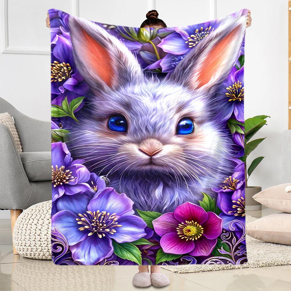 Easter Eggs And Bunnies Blanket,Suitable for Sofas, Offices, Travel, Living Rooms, Gifts To Relatives and Friends, Blanket,Suitable for All Seasons.