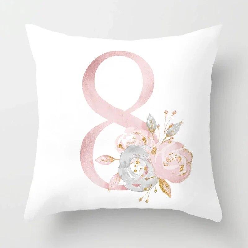 45x45cm Pink Rose 26 Letters Pillowcase Wedding Party Decoration Sofa Car Creative Ornament Couple Home Cushion Cover