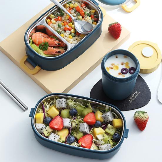 Κουτί μεσημεριανού γεύματος που θερμαίνεται σε φούρνο μικροκυμάτων Σχολικό κουτί μεσημεριανού γεύματος πολλαπλών στρώσεων από ανοξείδωτο χάλυβα μεγάλης χωρητικότητας