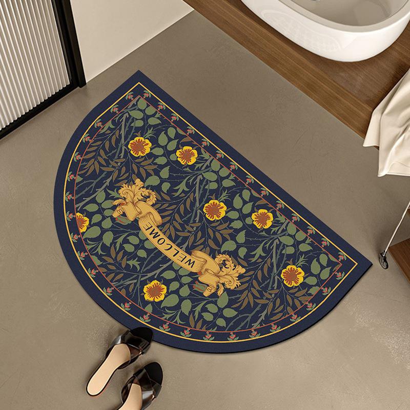 American Retro Semicircular Bathroom Floor Mat Water Absorption and Quick-drying Toilet Bathroom Door Foot Mat Diatom Mud Anti-slip Door Mat