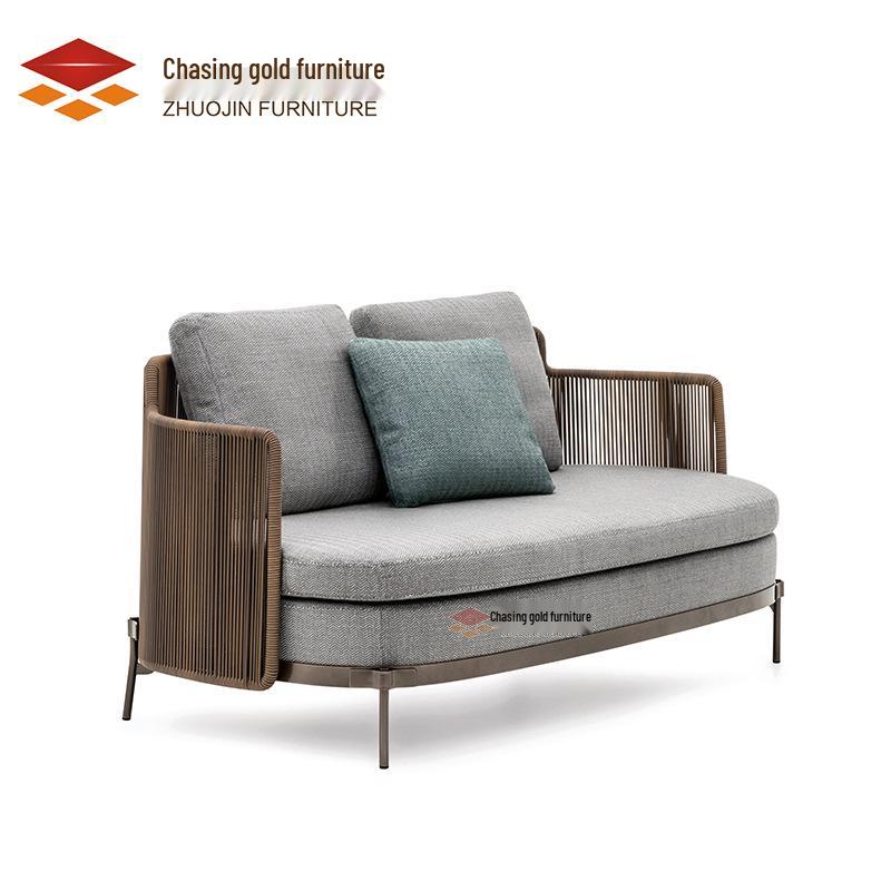 Nordic Outdoor Rattan Double Sofa for Balcony, Courtyard, Garden, or Villa.
