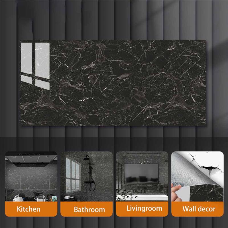 Self-adhesive PVC Faux Marble Tile Sticker Waterproof Peel-and-stick Wall Decal for Kitchen Backsplash Bathroom Decor