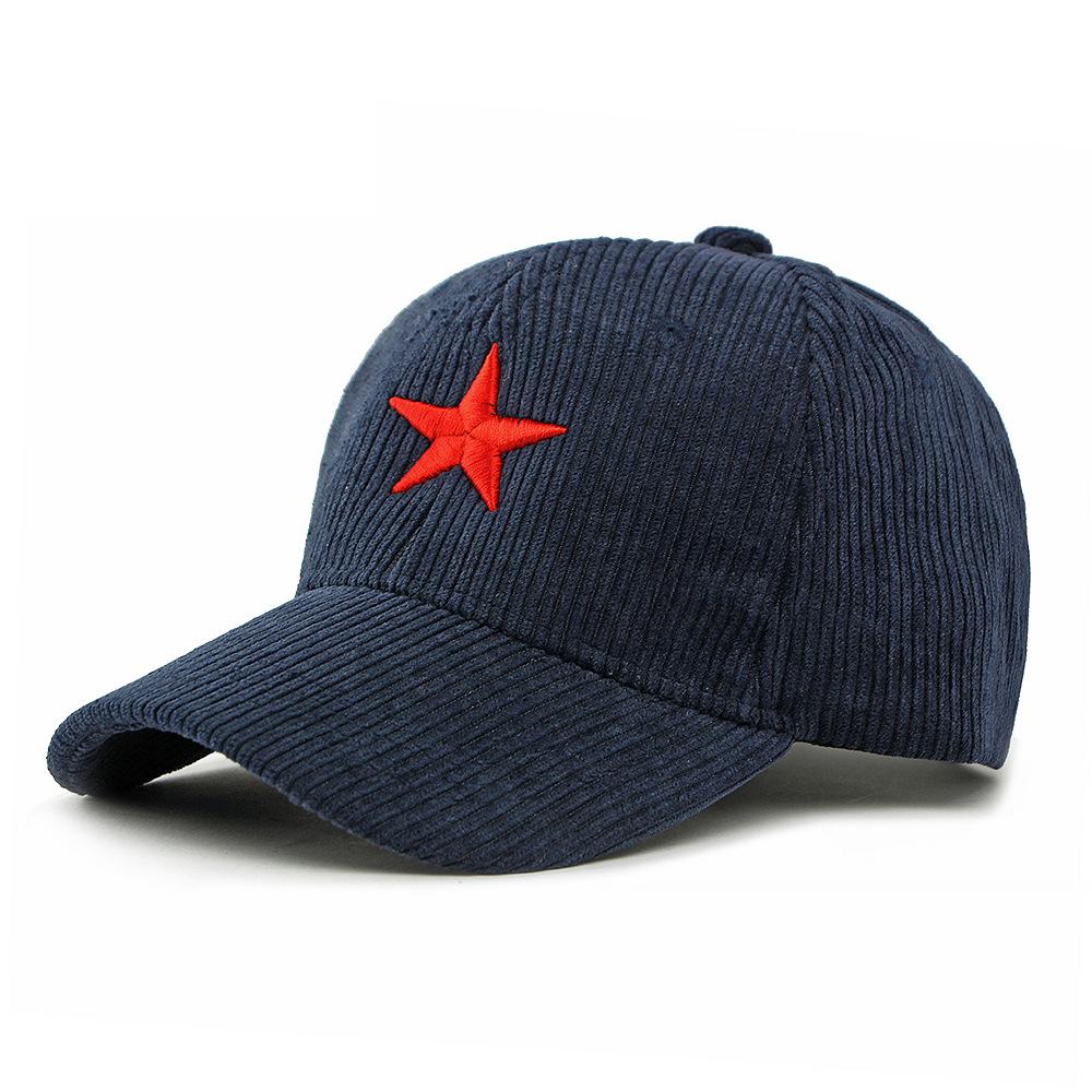 Spring Autumn Corduroy Hat Men's Hard Top Baseball Cap Five-Pointed Star Embroidered Cap Outdoor Sunscreen Hat for Women