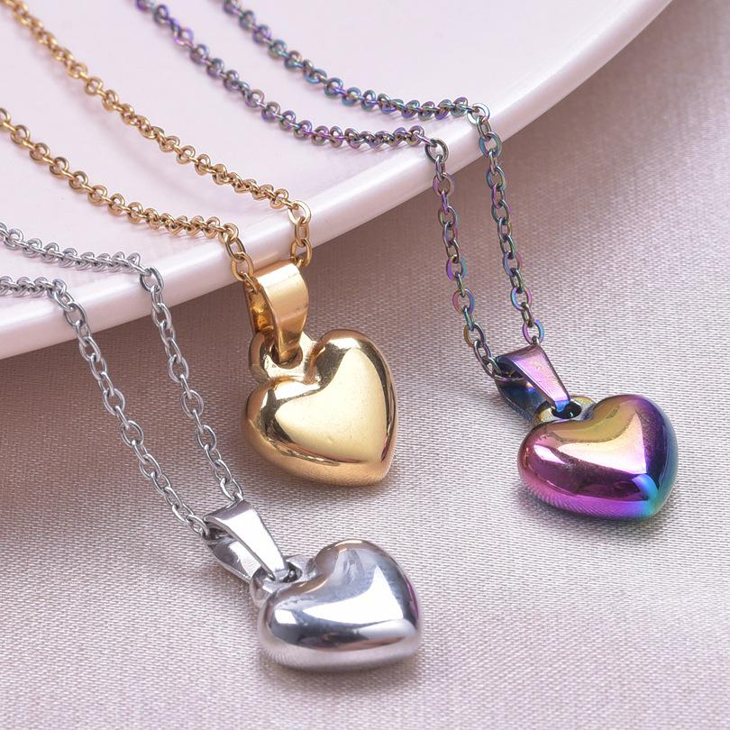 18k Gold-Plated Stainless Steel Heart Necklace - Elegant DIY Jewelry Accessory