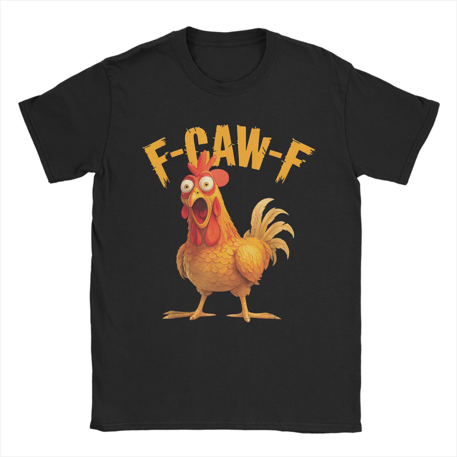 

F CAW F Chicken Funny Meme Black Crow F-Caw-F Black Bird Merch Unisex T Shirt Cotton Tee Graphic Printed T-shirt Clothing L