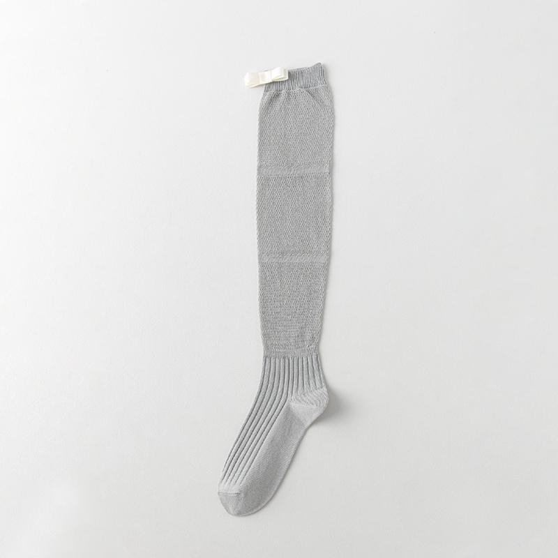 Ballet-style Calf Socks for Women, Thin White Thigh-high Socks for Spring and Summer, Breathable Mesh and Bow Pile Socks